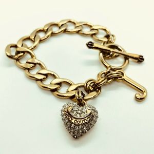 JUICY COUTURE Pavé Heart Toggle Bracelet - Gold